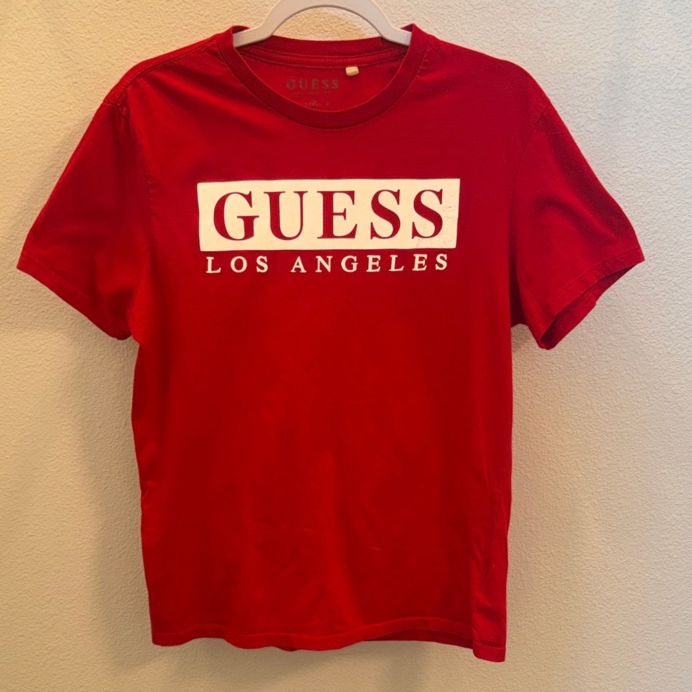 Guess Los Angeles Red Graphic Logo T-Shirt Short Sleeve Casual Streetwear Size S